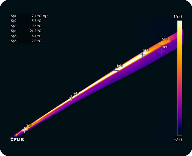 Infrared picture of a wind power generator blade, 2