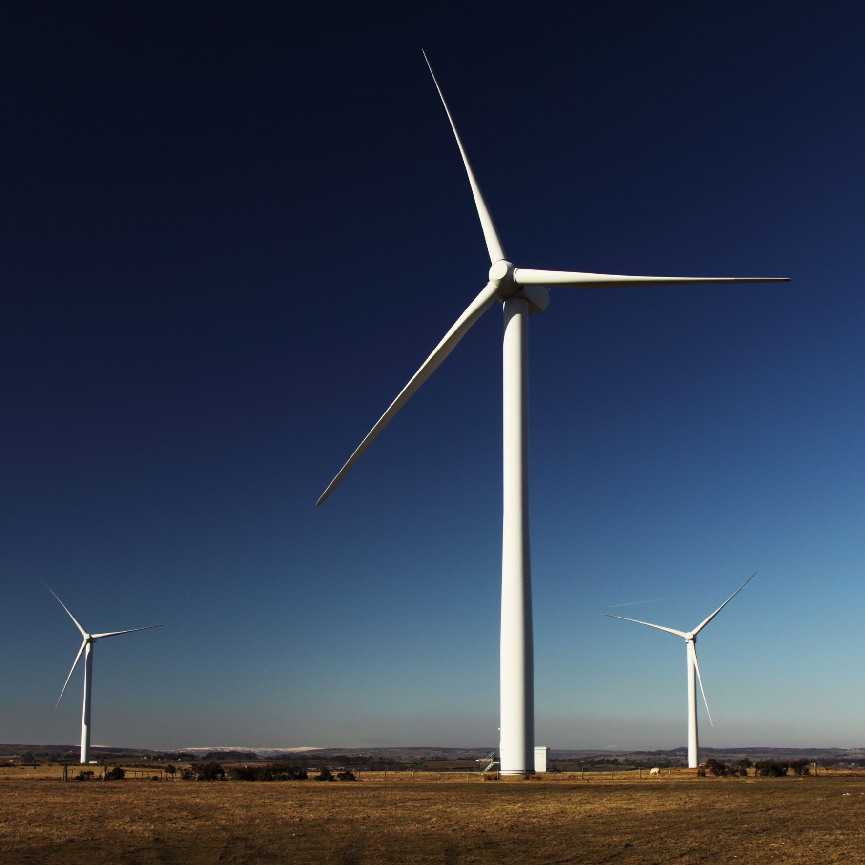 Wind energy generators in the night