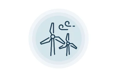 Light blue circular wind turbine icon, 2