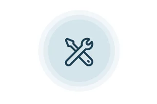 Light blue circular tool icon, 1